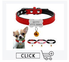 Coleira Personalizada de Couro com Placa Gravada - Cães Pequenos, Médios e Grandes