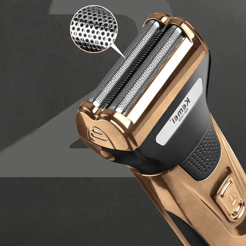 Kemei-Kit de Higiene Elétrico para Homens, Aparador De Pêlos De Barba, Corpo, Nariz, Máquina De Barbear De Orelha, Recarregável, 3in 1
