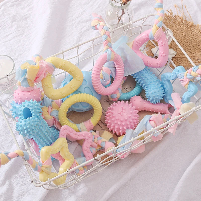 Brinquedos para cães de estimação, para cães pequenos, mastiga, nó tpr, resistente à mordida, molar, limpeza dos dentes, suprimentos de treinamento para cães, acessórios interativos