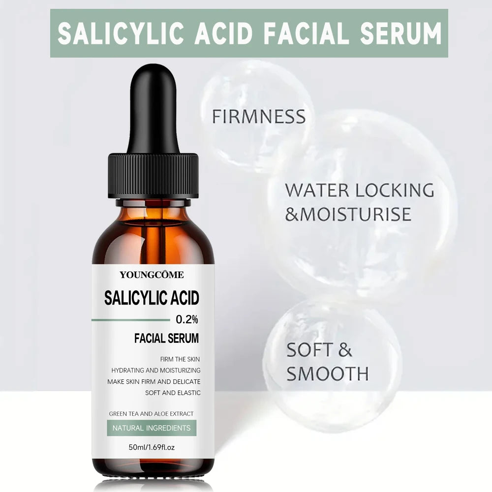 Serum facial, rico em ácido salicílico, ácido hialurônico, vitaminas C adequado para todos os tipos de pele, efeito firmador