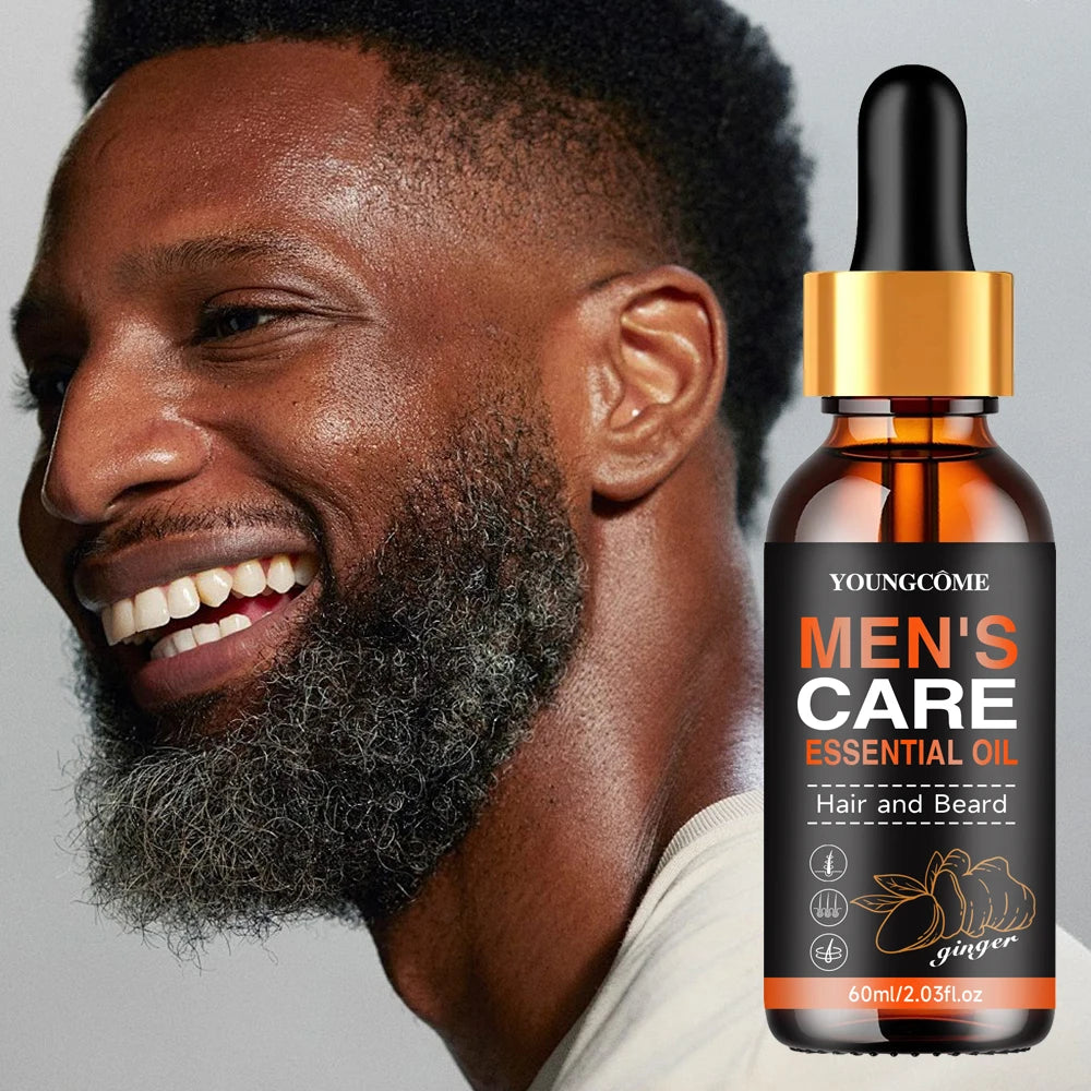 Óleo essencial para barba masculina, aumenta hidratar, macio, nutrição, engrossar para aliciamento de cabelo, cuidados faciais, óleo de crescimento de barba