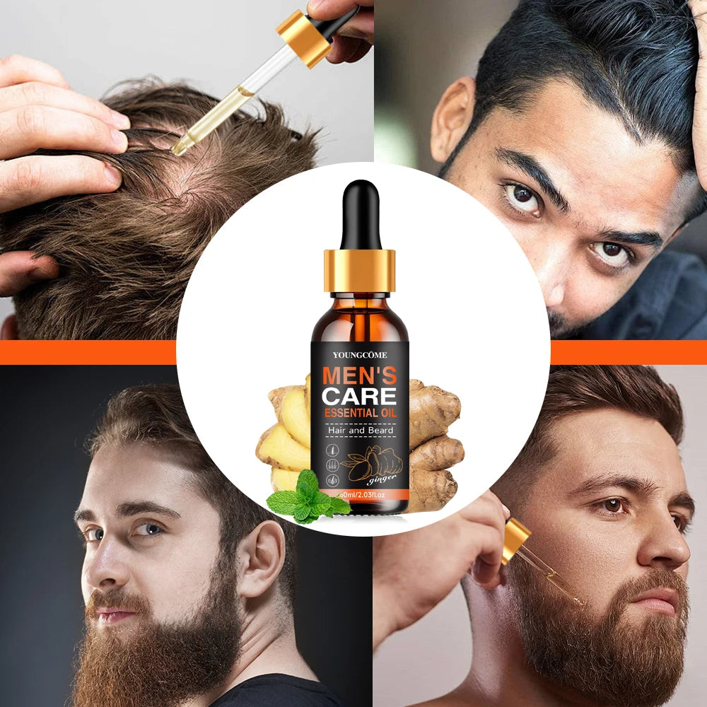 Óleo essencial para barba masculina, aumenta hidratar, macio, nutrição, engrossar para aliciamento de cabelo, cuidados faciais, óleo de crescimento de barba