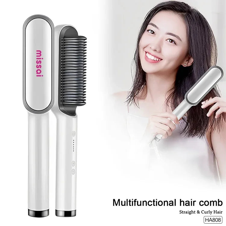 Alisador de cabelo profissional, pente elétrico de aquecimento rápido, alisador de cabelo, cuidados pessoais, escova multifuncional para penteado