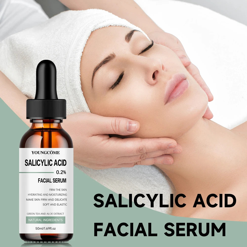 Serum facial, rico em ácido salicílico, ácido hialurônico, vitaminas C adequado para todos os tipos de pele, efeito firmador