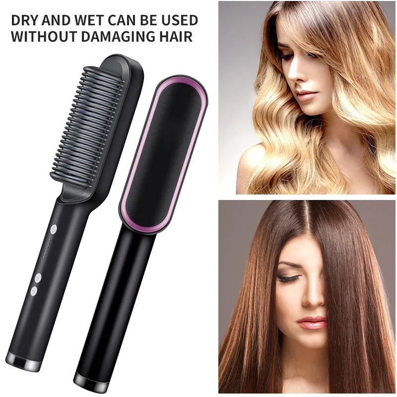 Alisador de cabelo profissional, pente elétrico de aquecimento rápido, alisador de cabelo, cuidados pessoais, escova multifuncional para penteado