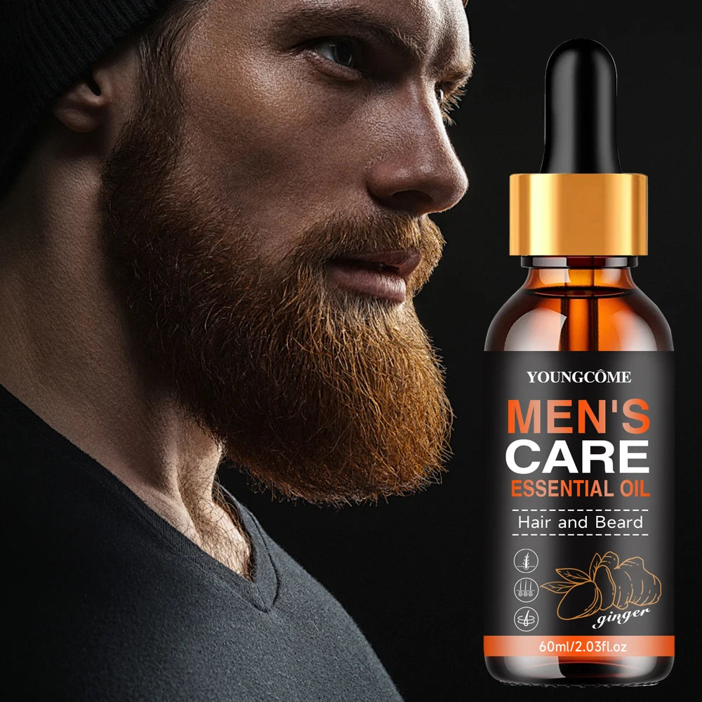 Óleo essencial para barba masculina, aumenta hidratar, macio, nutrição, engrossar para aliciamento de cabelo, cuidados faciais, óleo de crescimento de barba