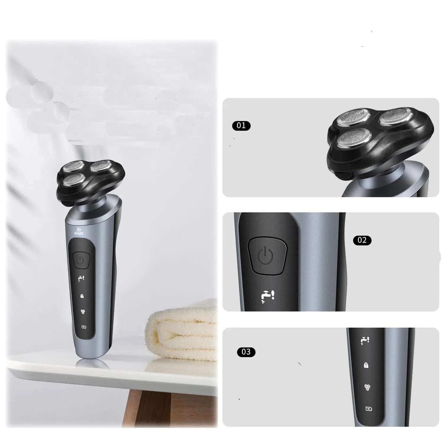 Novo homem navalha elétrica usb recarregável 3-em-1 rosto barbeador aparador de barba de lavagem de corpo inteiro-kit de aliciamento masculino portátil compacto