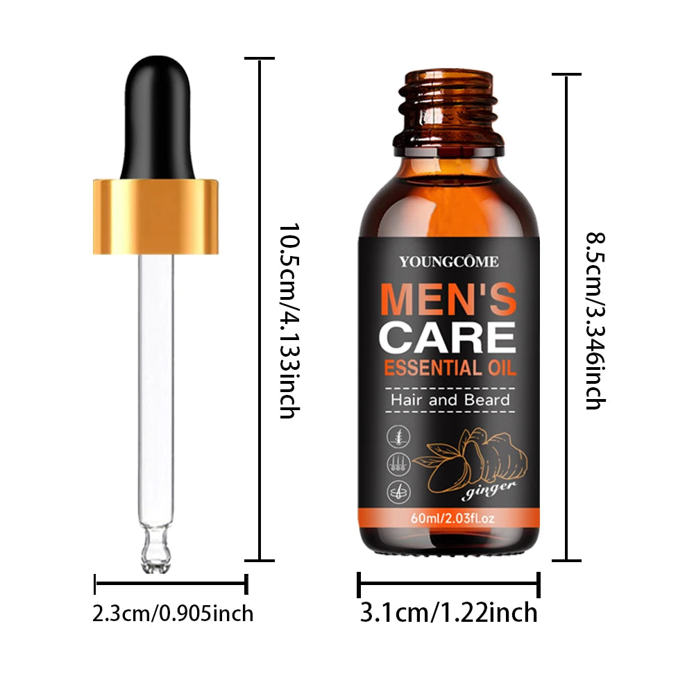 Óleo essencial para barba masculina, aumenta hidratar, macio, nutrição, engrossar para aliciamento de cabelo, cuidados faciais, óleo de crescimento de barba
