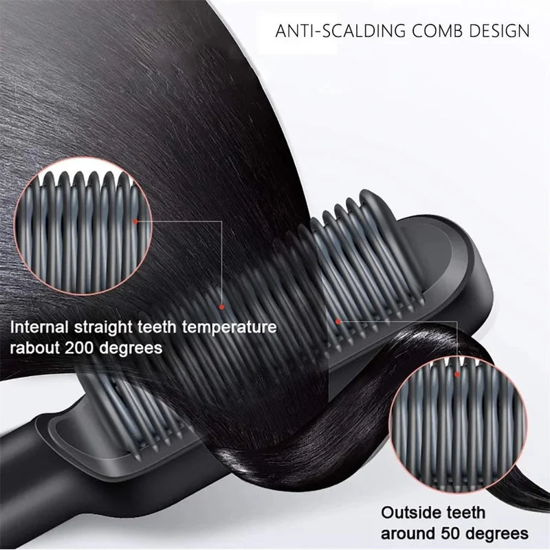Alisador de cabelo profissional, pente elétrico de aquecimento rápido, alisador de cabelo, cuidados pessoais, escova multifuncional para penteado