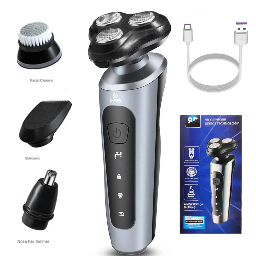 Novo homem navalha elétrica usb recarregável 3-em-1 rosto barbeador aparador de barba de lavagem de corpo inteiro-kit de aliciamento masculino portátil compacto
