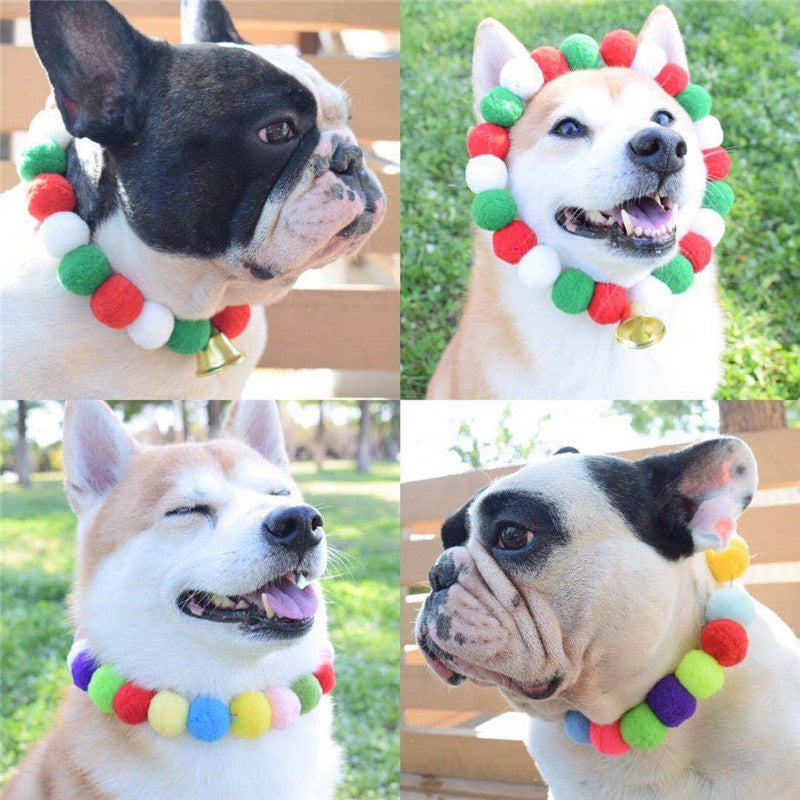 Gravata Borboleta Decorativa para Cães - Laço com Pompom Colorido