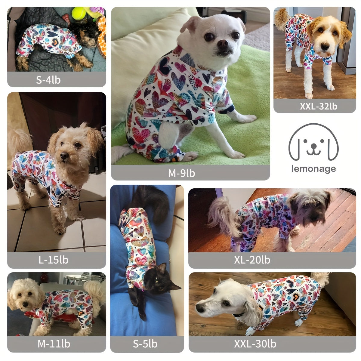 Pijama fofo para animais de estimação para cães e gatos pequenos e médios – macacão macio e confortável para seu amigo peludo