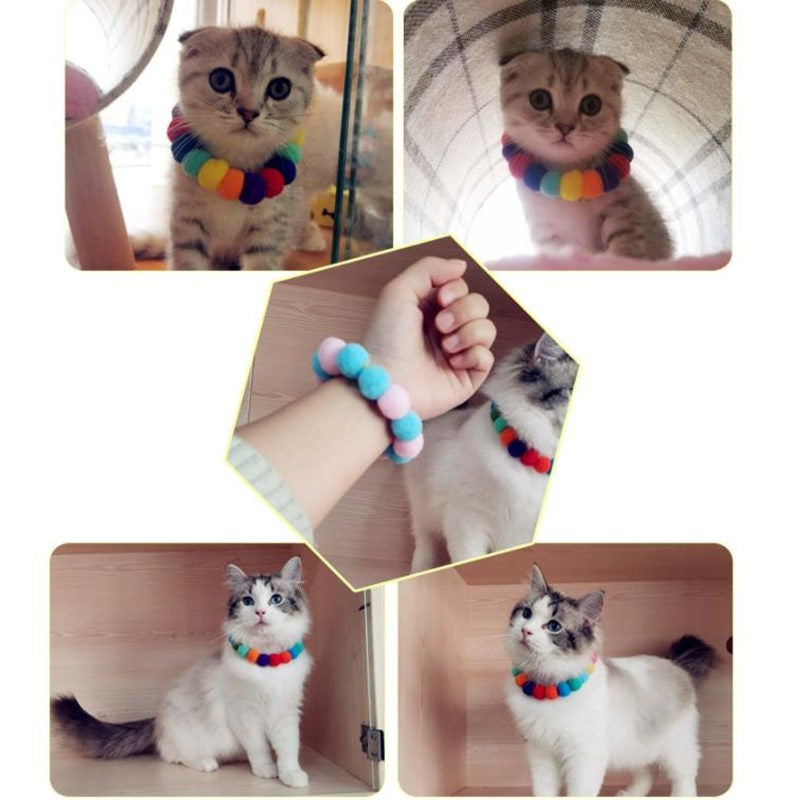 Gravata Borboleta Decorativa para Cães - Laço com Pompom Colorido