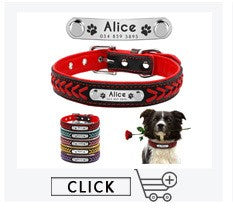 Coleira Personalizada de Couro com Placa Gravada - Cães Pequenos, Médios e Grandes